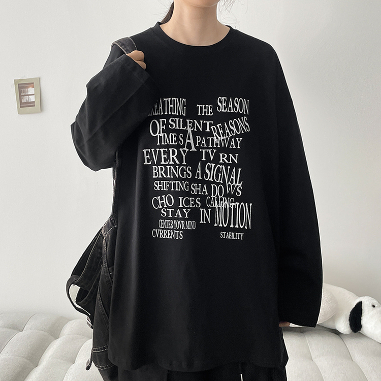 オーバーサイズ長袖Tシャツ BLACK