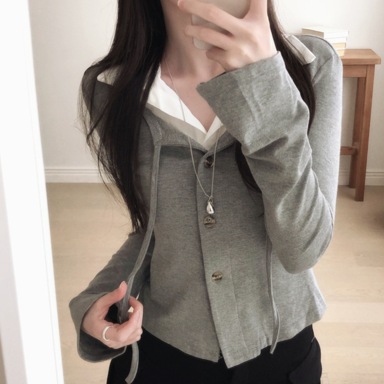 レイヤードシャツカーディガン GREY