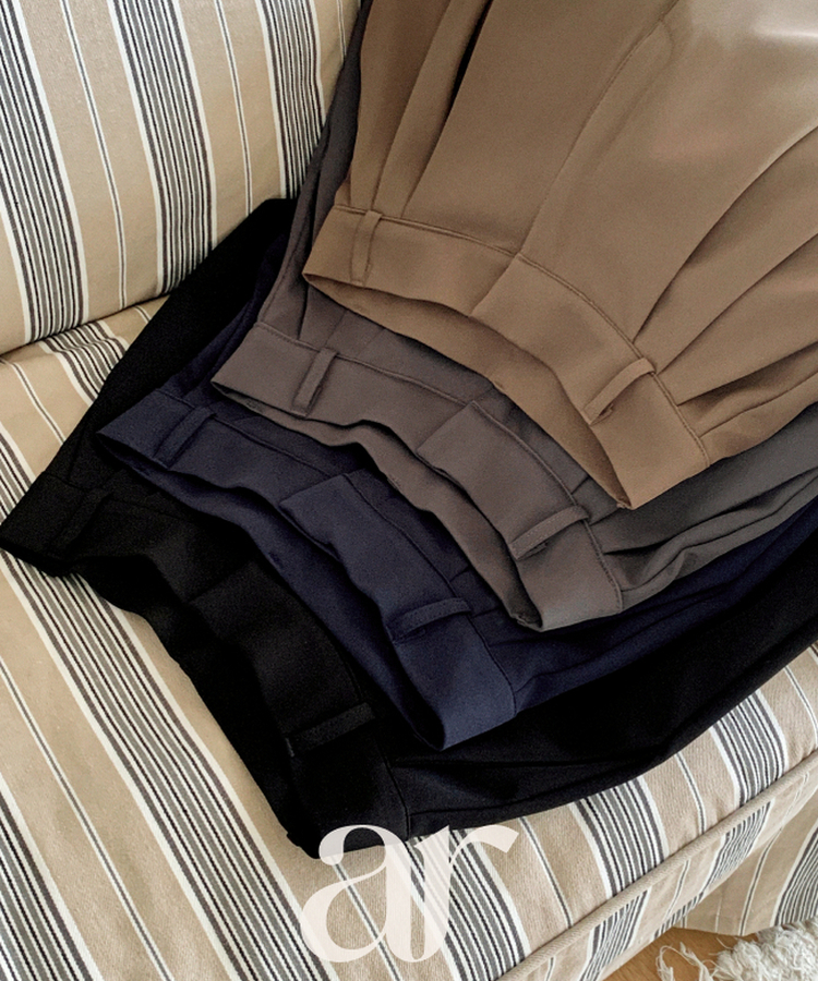 (韓国製)（国内製作）（S-3XL/ショート&ロング）2丈 ツーピンタック ワイド 秋スラックス