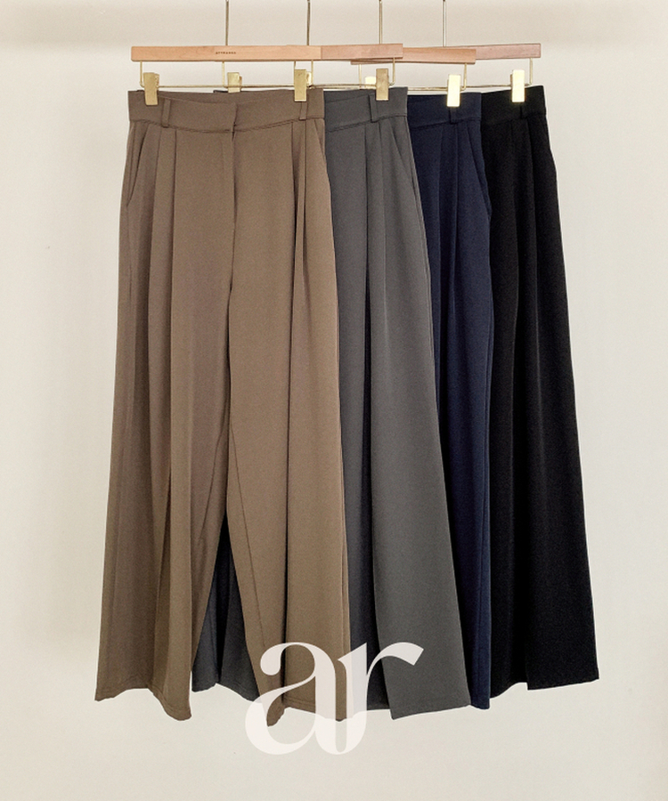 (韓国製)（国内製作）（S-3XL/ショート&ロング）2丈 ツーピンタック ワイド 秋スラックス