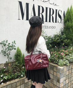 가죽 벨트 숄더백 레드