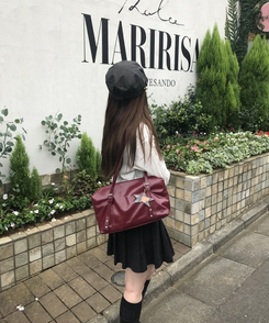 가죽 벨트 숄더백 레드