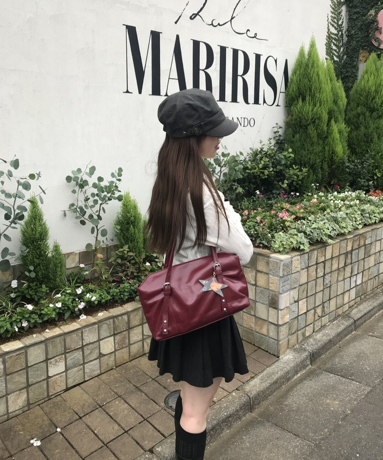 가죽 벨트 숄더백 레드