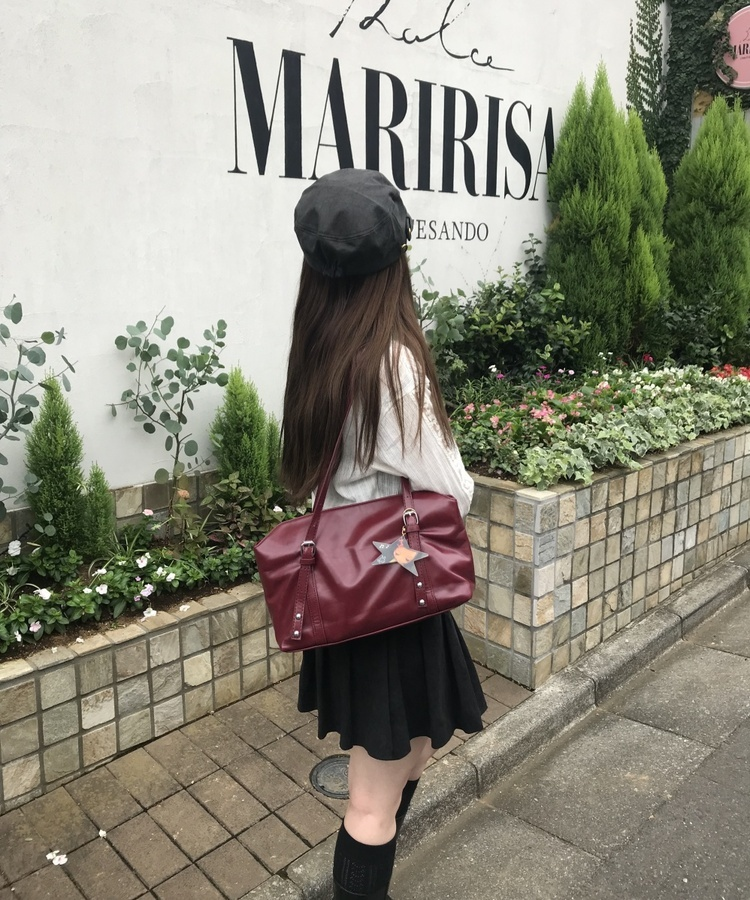 가죽 벨트 숄더백 레드