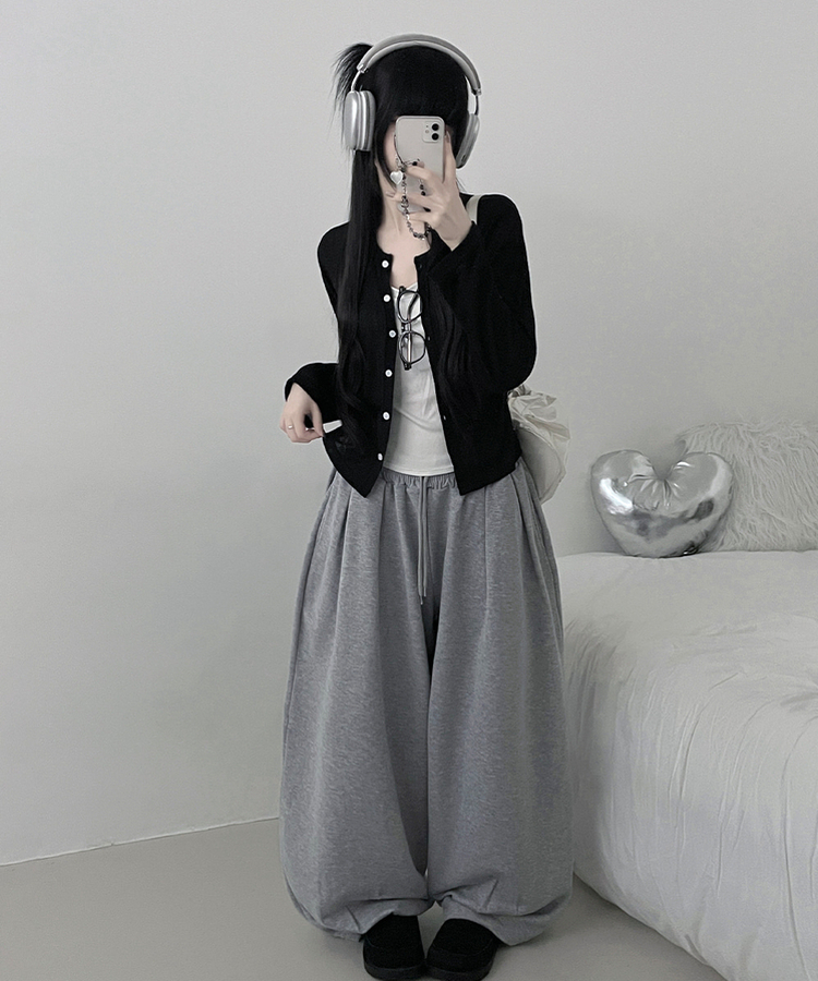 シアーセミクロップドカーディガン BLACK