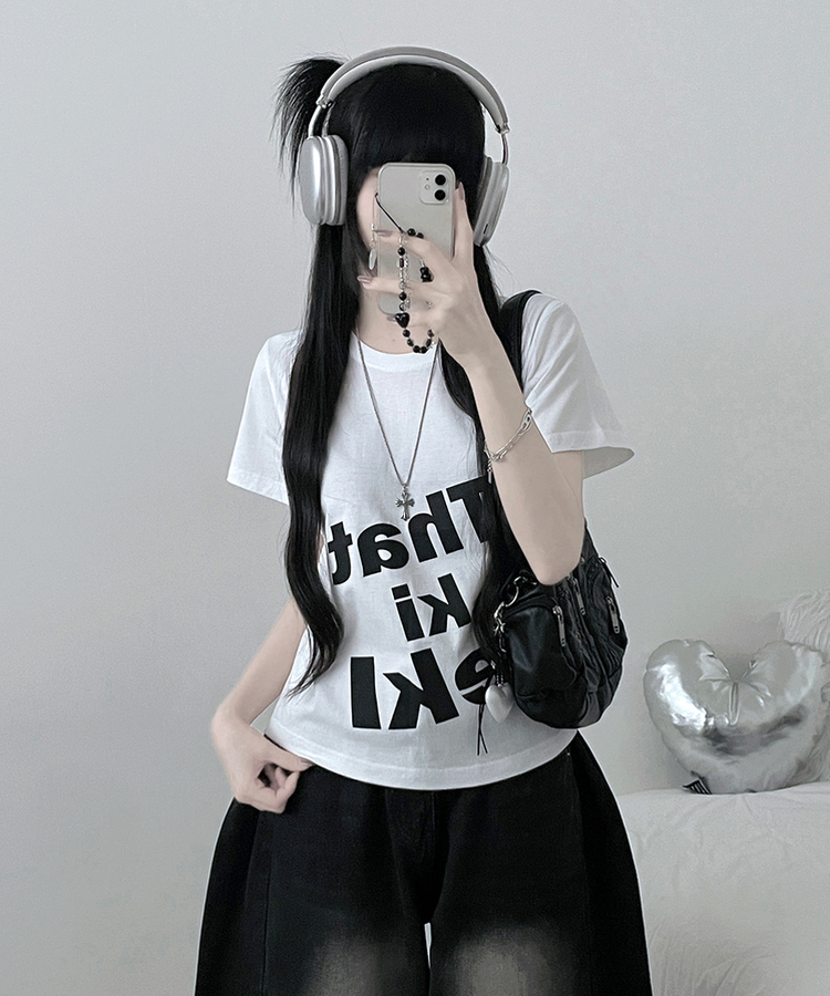 レタリングプリントルーズ半袖Tシャツ WHITE