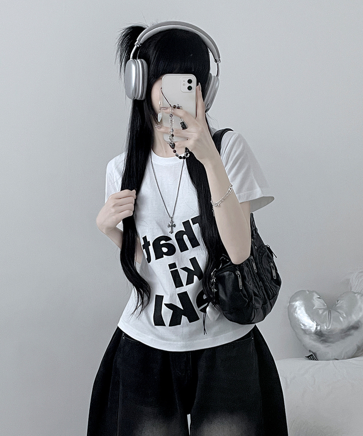 レタリングプリントルーズ半袖Tシャツ WHITE