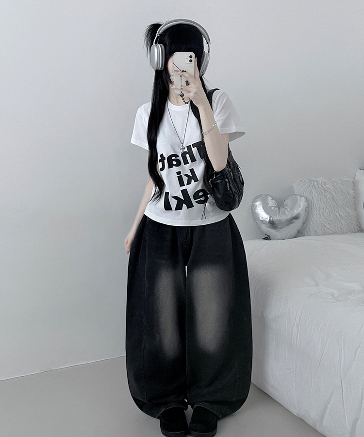 レタリングプリントルーズ半袖Tシャツ WHITE