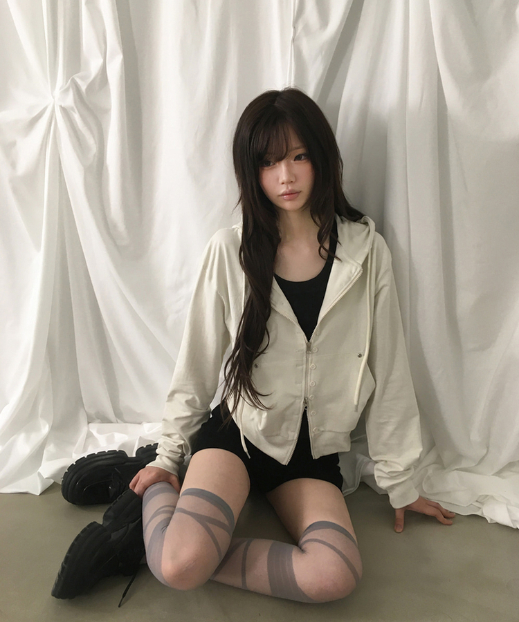 ナポレオンルーズジップアップフードトレーナー IVORY