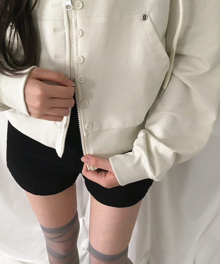 ナポレオンルーズジップアップフードトレーナー IVORY