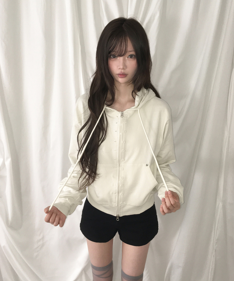ナポレオンルーズジップアップフードトレーナー IVORY