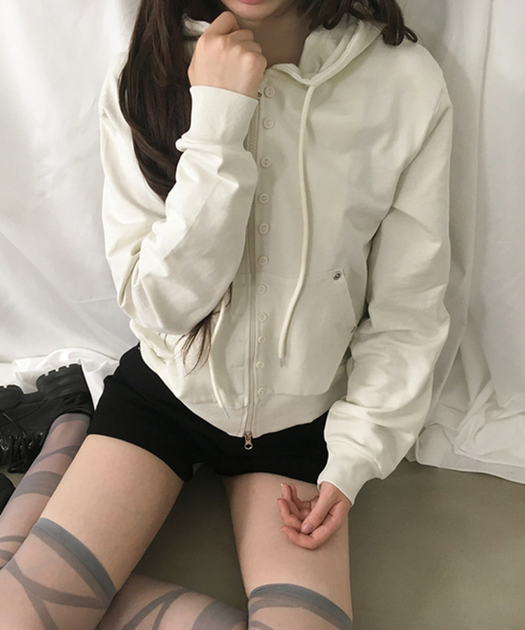 ナポレオンルーズジップアップフードトレーナー IVORY