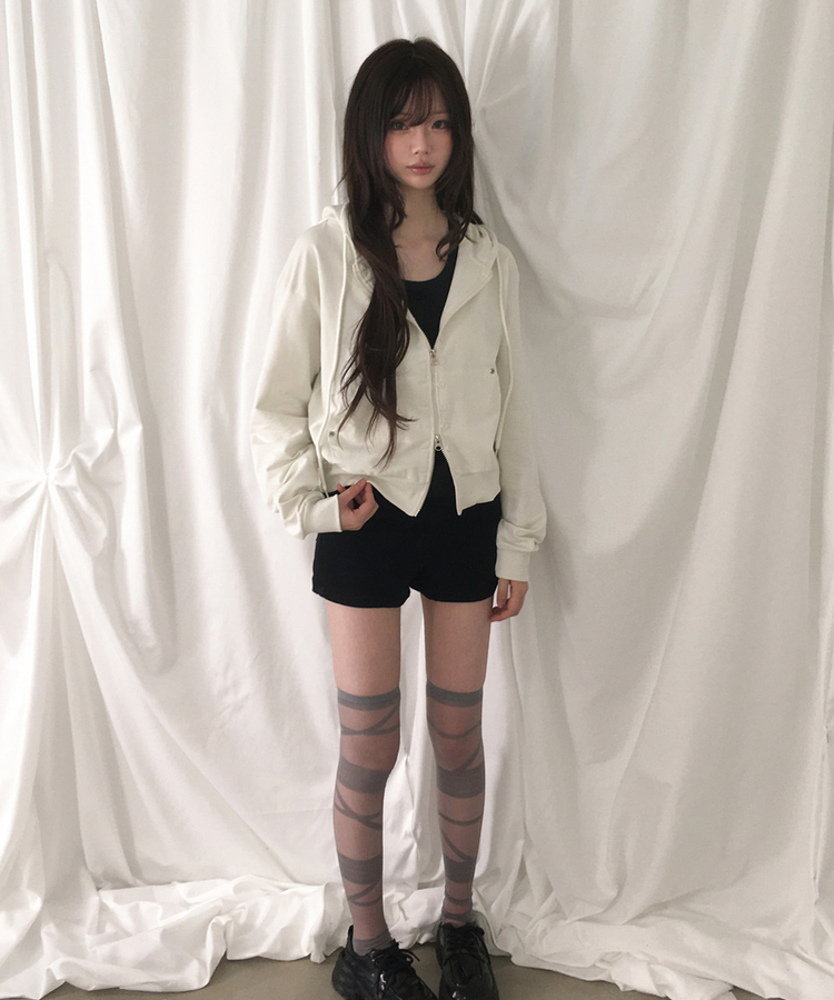 ナポレオンルーズジップアップフードトレーナー IVORY