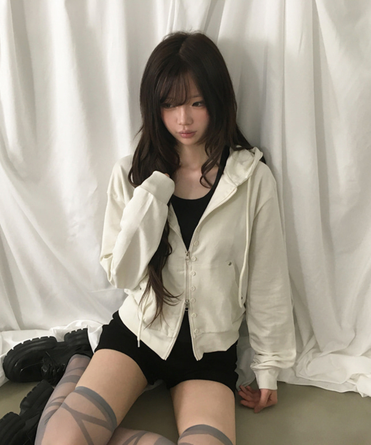 ナポレオンルーズジップアップフードトレーナー IVORY