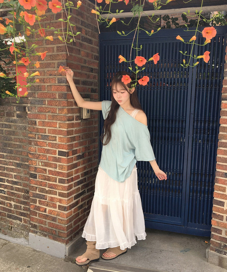 オーバーサイズオフショルダーTシャツ(6color) MINT