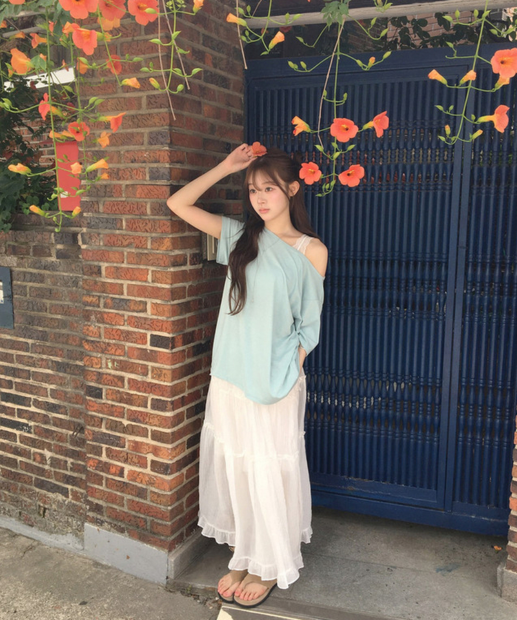 オーバーサイズオフショルダーTシャツ(6color) MINT