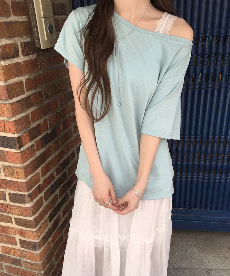オーバーサイズオフショルダーTシャツ(6color) MINT