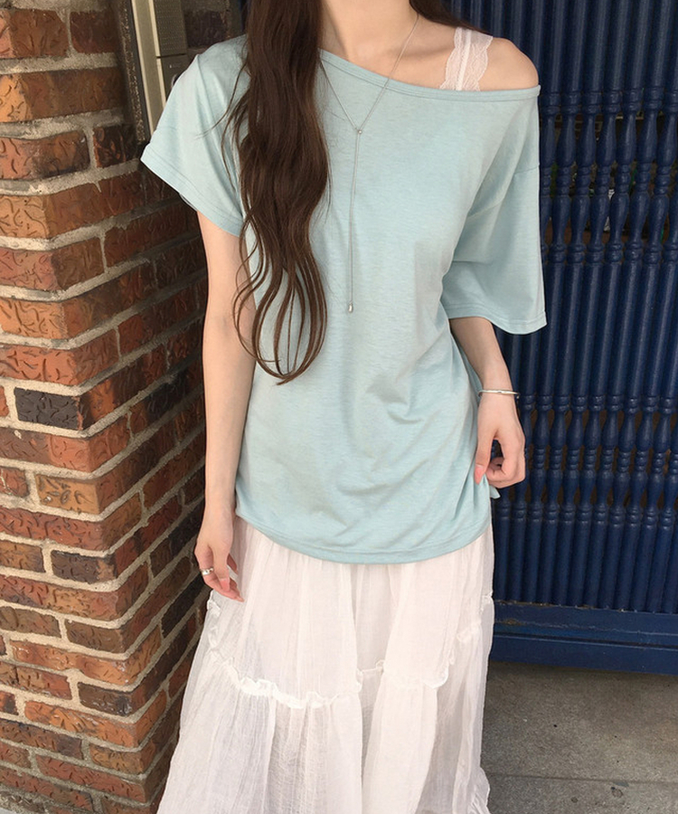 オーバーサイズオフショルダーTシャツ(6color) MINT