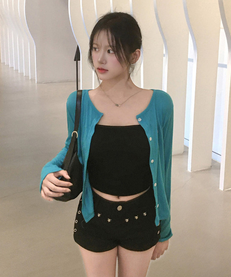 スタッズスリムショートパンツ BLACK