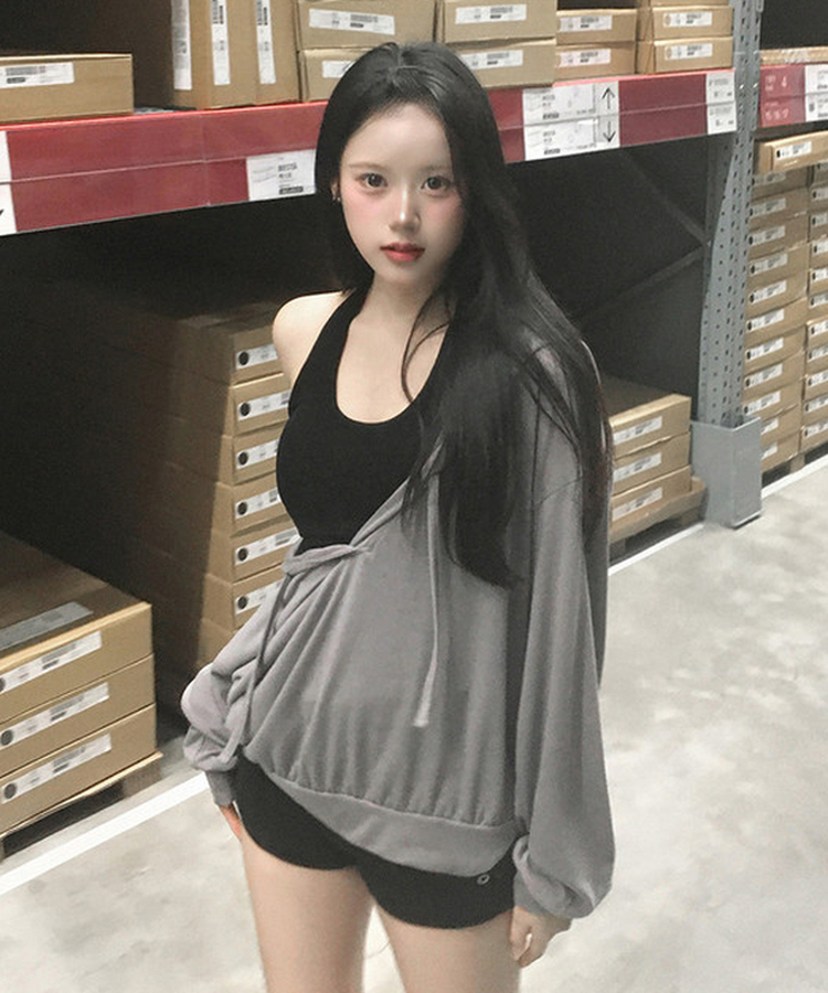 オーバーサイズフードTシャツ CHARCOAL