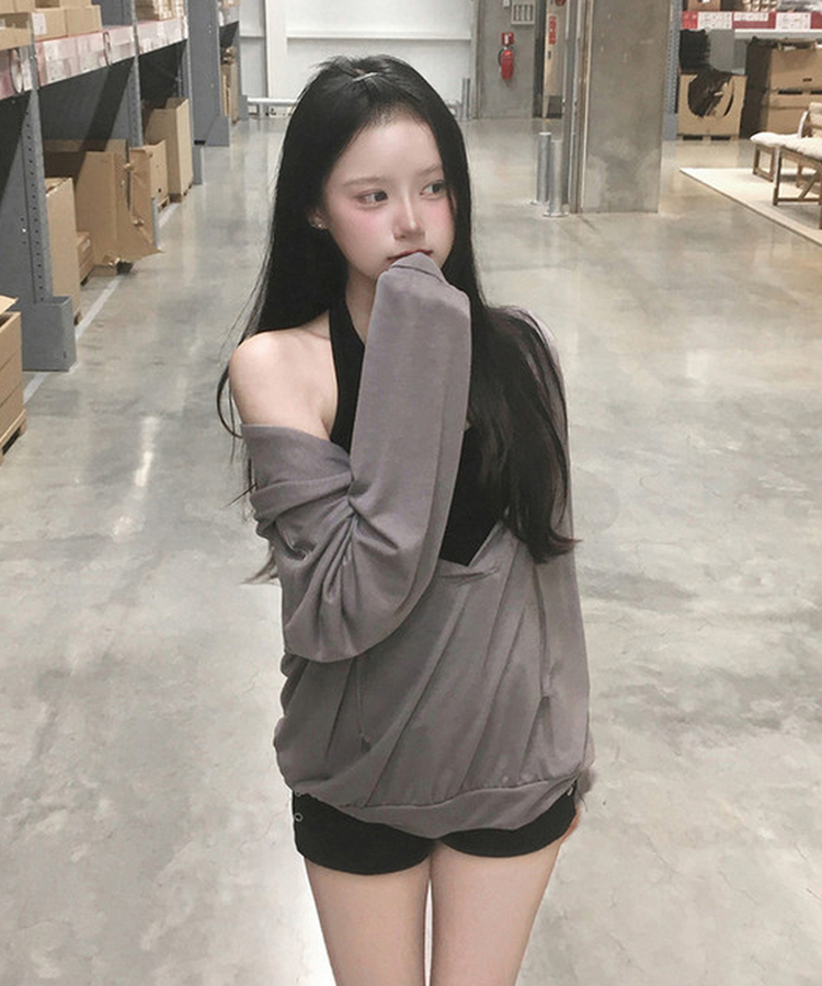 オーバーサイズフードTシャツ CHARCOAL