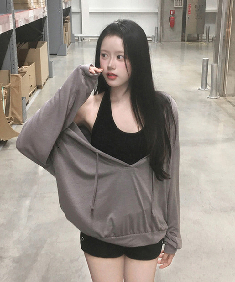 オーバーサイズフードTシャツ CHARCOAL