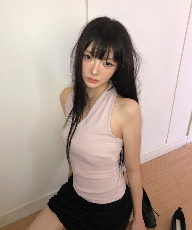 スリムホルターネックキャミソール(7color) BABY PINK