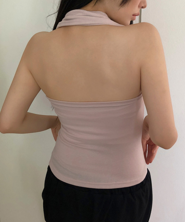 スリムホルターネックキャミソール(7color) BABY PINK