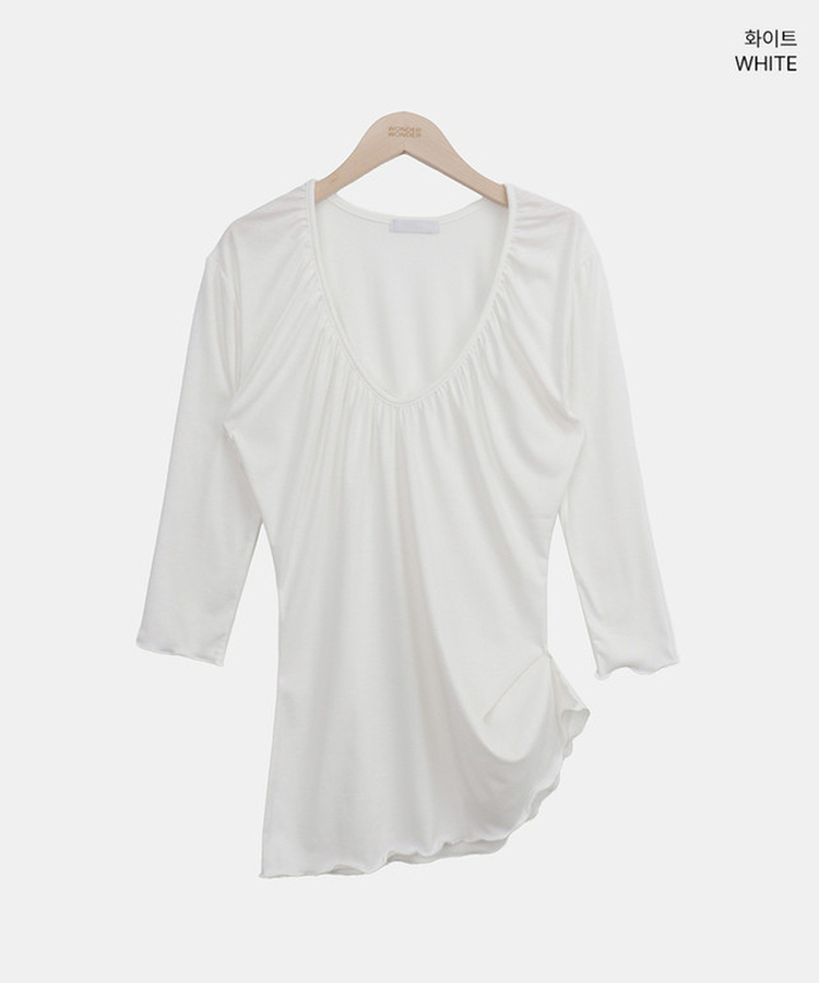 シャーリング七分袖Tシャツ
