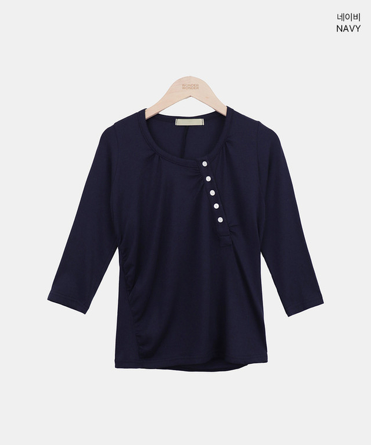 シャーリング七分袖Tシャツ