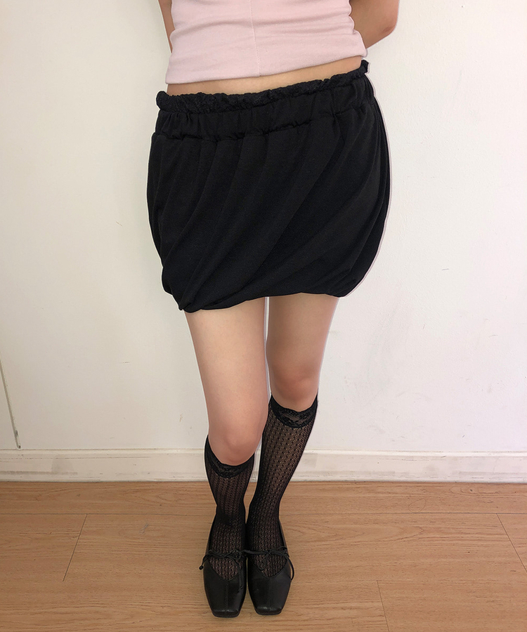 レースフレアミニ丈スカート BLACK