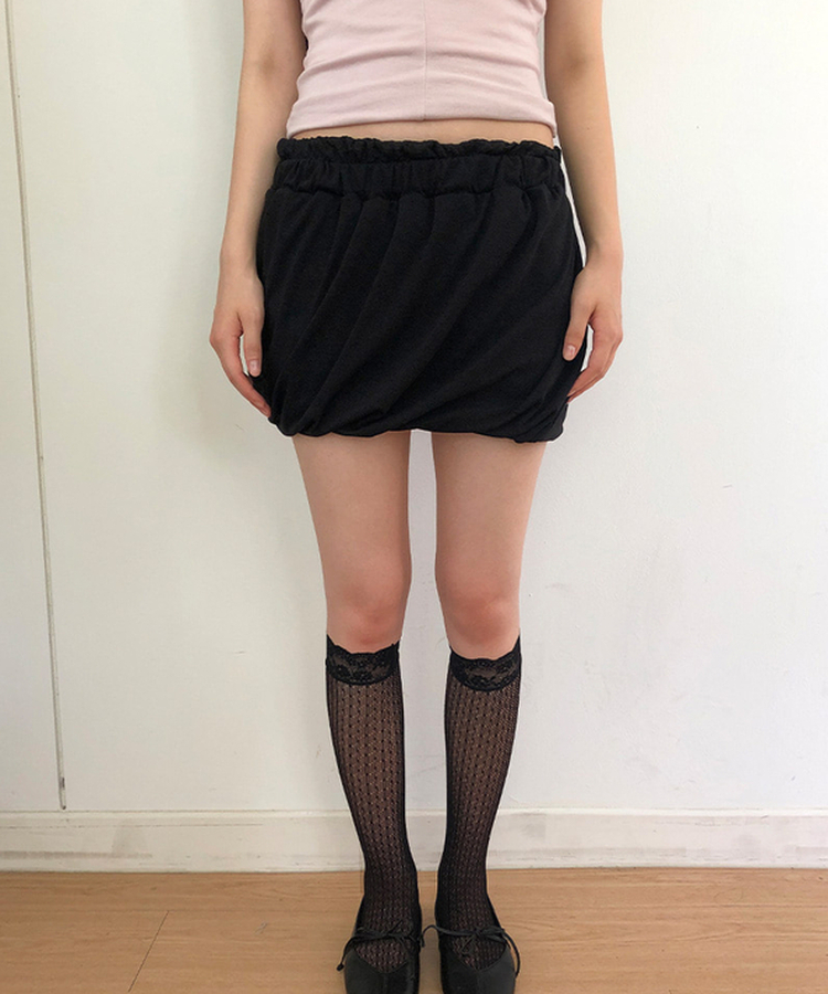 レースフレアミニ丈スカート BLACK