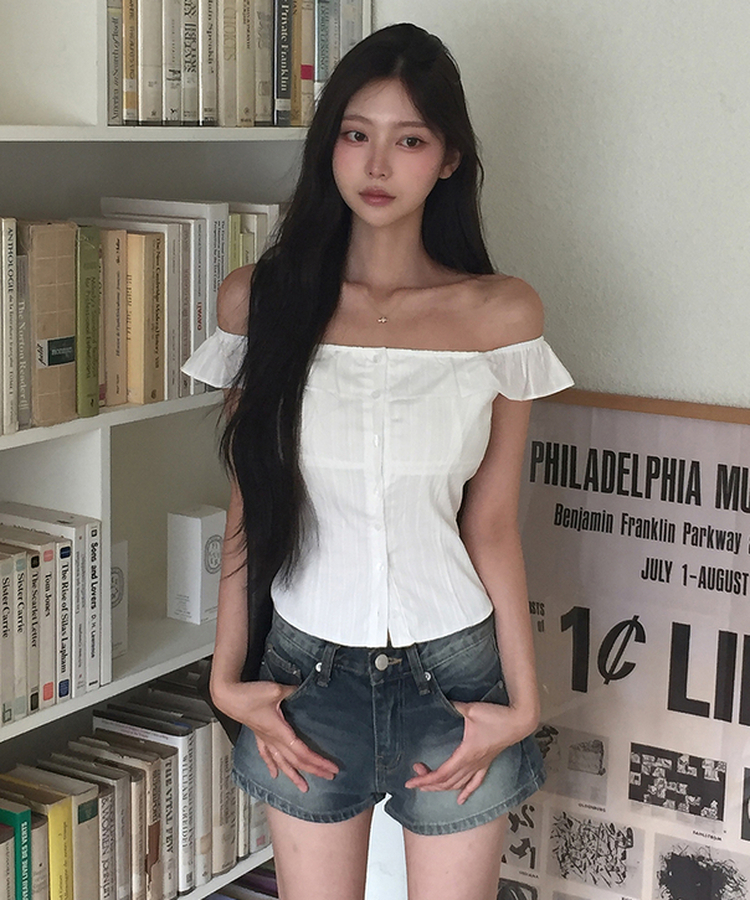 ウォッシングAラインデニムショートパンツ DEEP DENIM