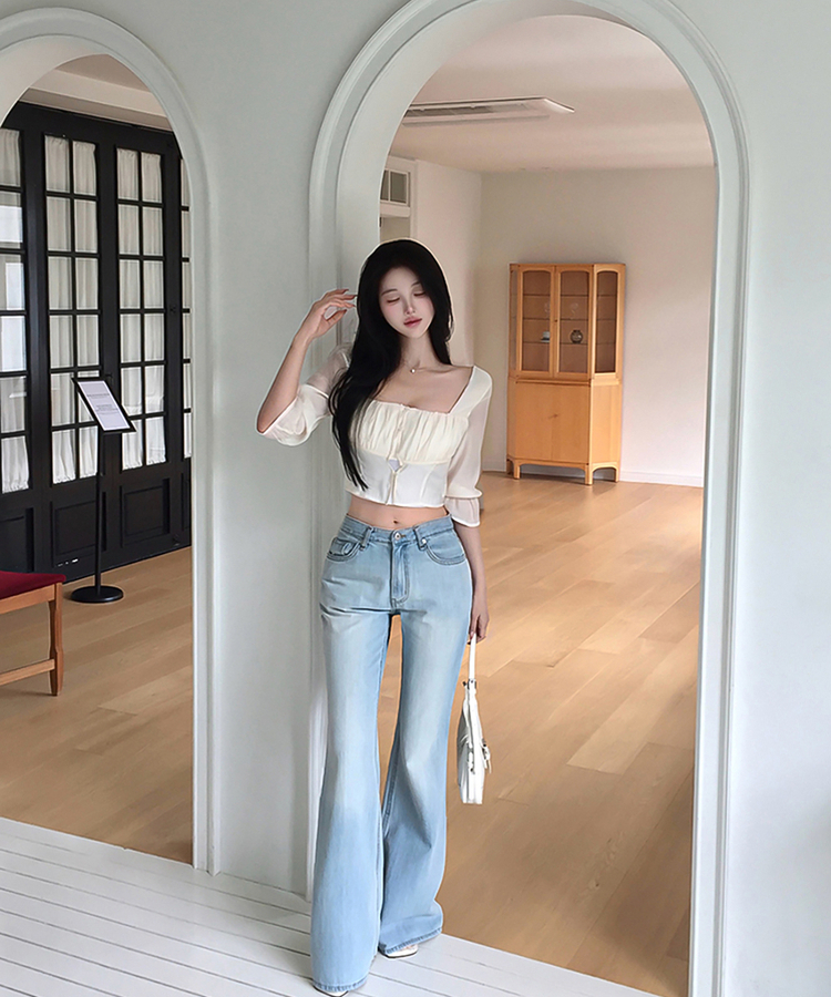 ローライズウォッシングセミブーツカットデニム LIGHT DENIM