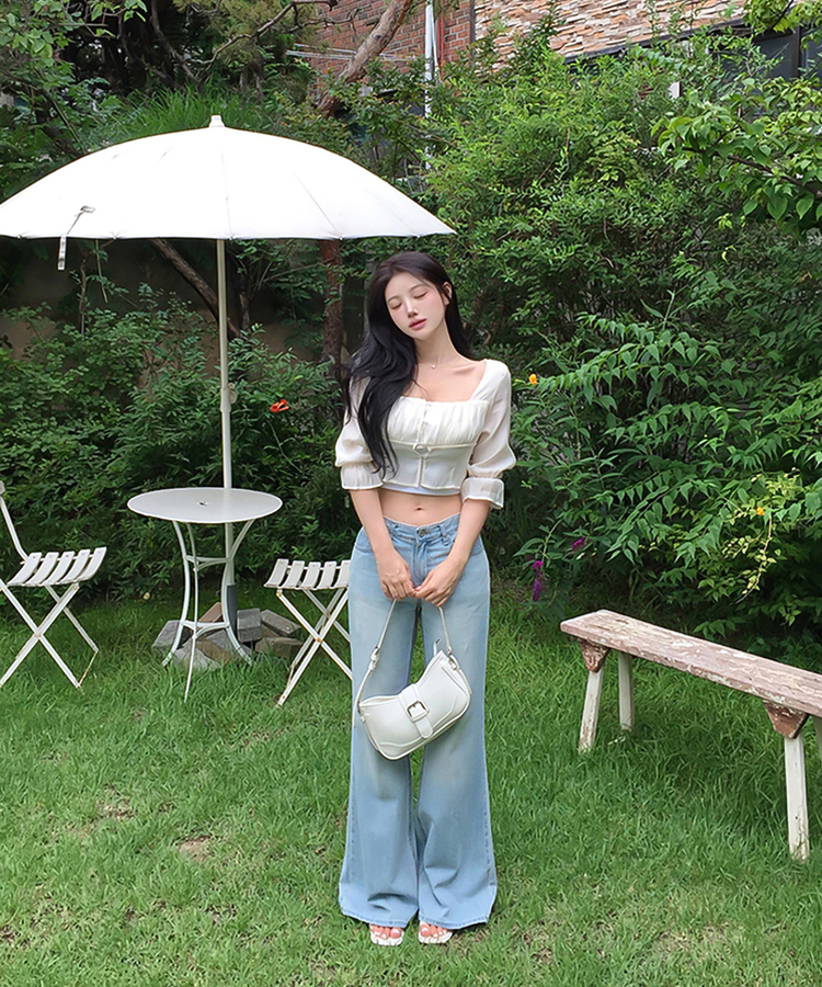 ローライズウォッシングセミブーツカットデニム LIGHT DENIM