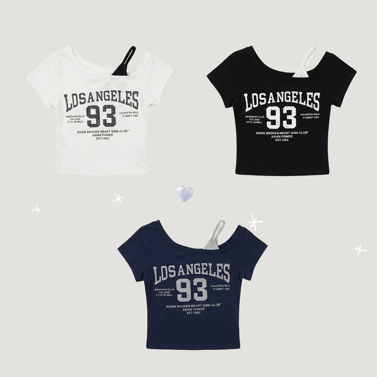 【カップ付き】ワンショルダー半袖Tシャツ