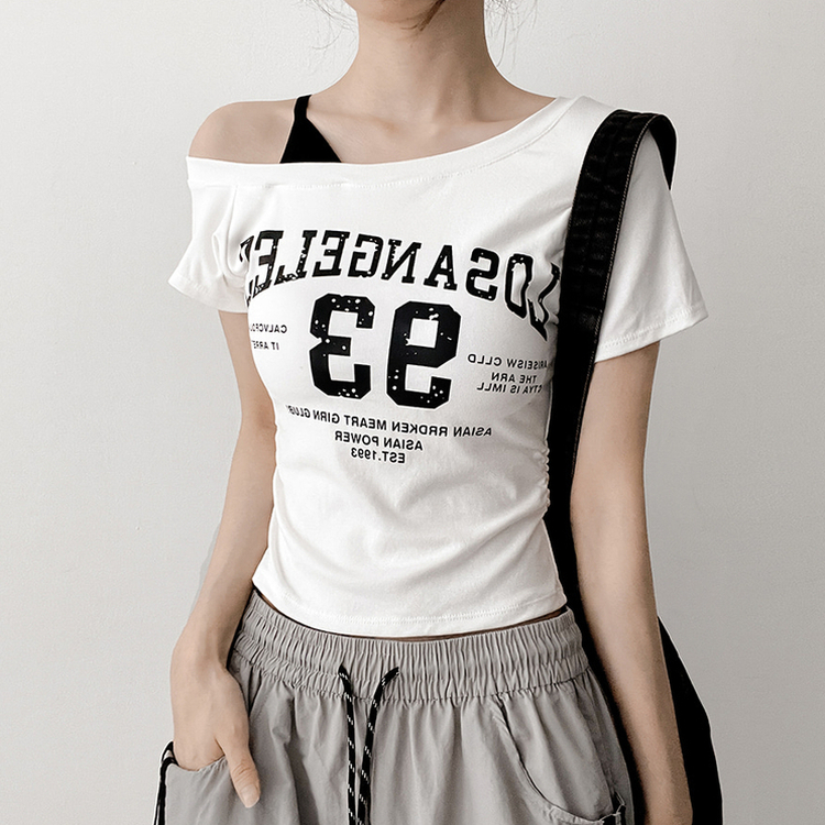 【カップ付き】ワンショルダー半袖Tシャツ IVORY