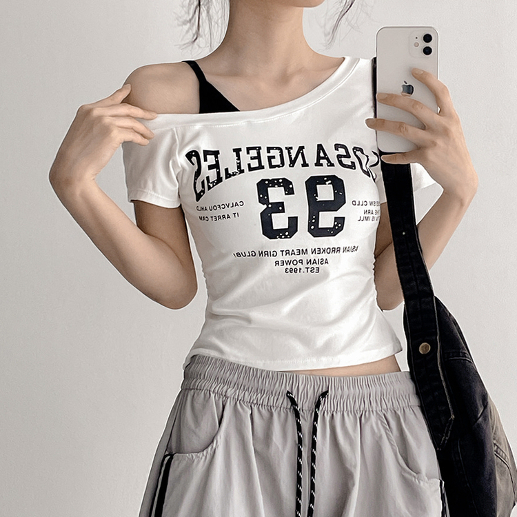 【カップ付き】ワンショルダー半袖Tシャツ IVORY
