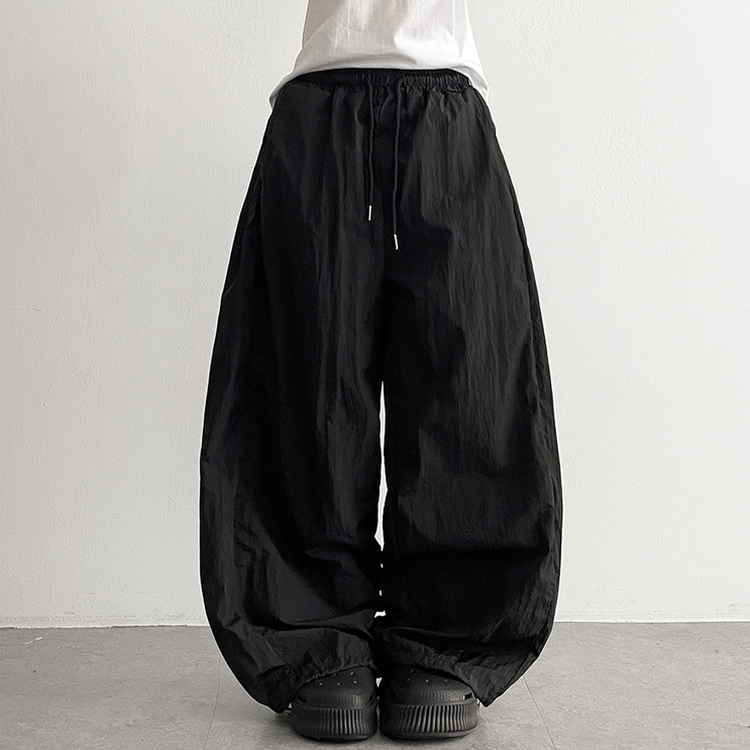 サイドピンタックフラップポケットパンツ BLACK