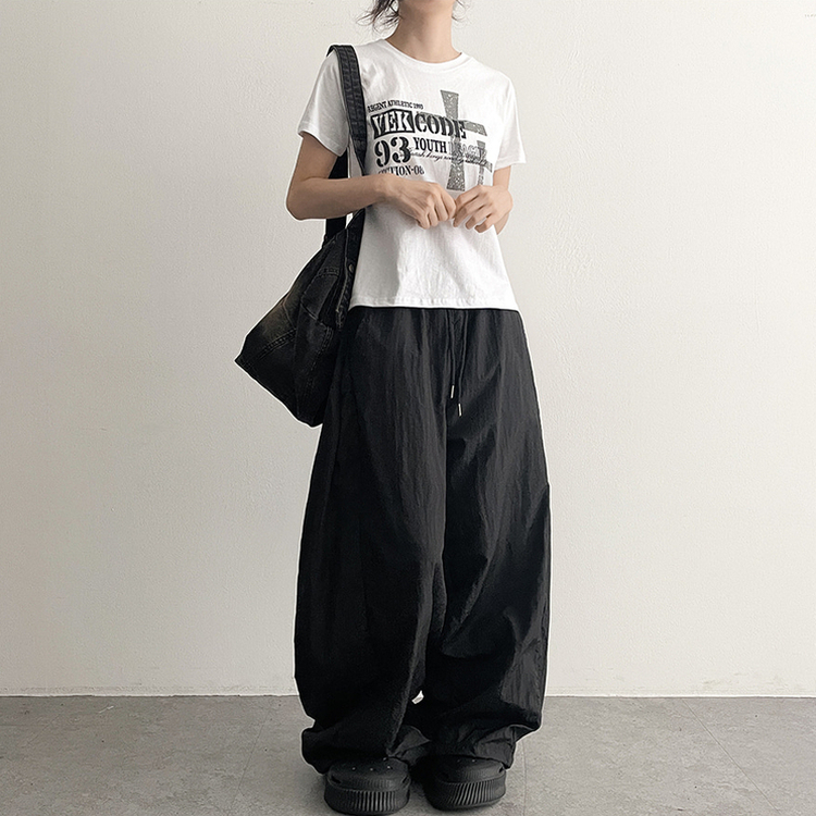サイドピンタックフラップポケットパンツ BLACK