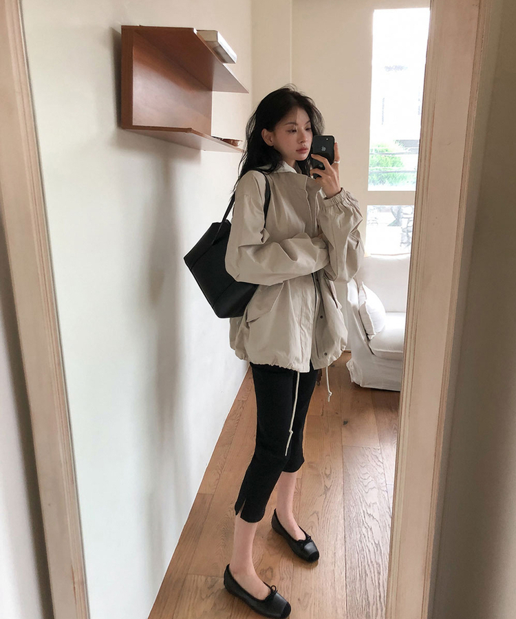 ハイネックコットンハーフミリタリージャケット LIGHT BEIGE