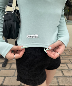 【❤️MADE】헨리넥 레이스 긴팔 민트
