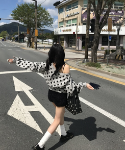 【❤️MADE】도트 원숄더 맨투맨 그레이