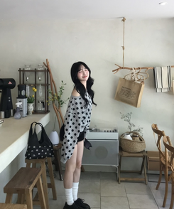 【❤️MADE】도트 원숄더 맨투맨 그레이