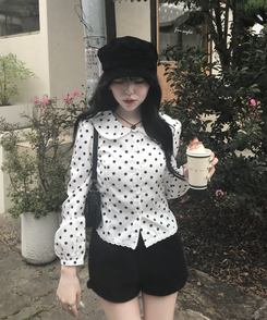 【❤️MADE】도트 레이스 블라우스 화이트