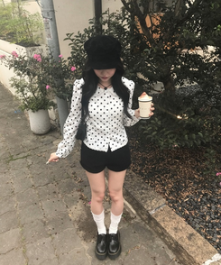 【❤️MADE】도트 레이스 블라우스 화이트
