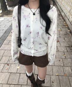 플라워 가디건 아이보리