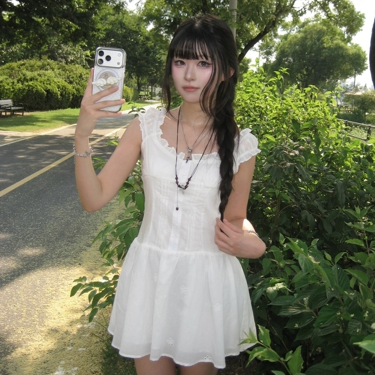 フリルオフショルミニワンピース WHITE