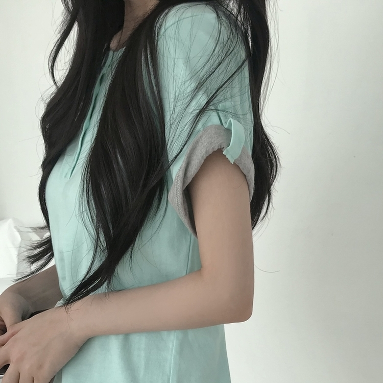 ロールアップヘンリーネック半袖Tシャツ(6color) MINT