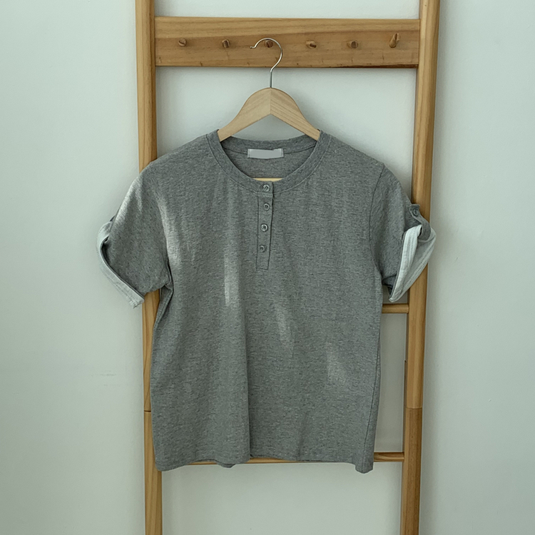 ロールアップヘンリーネック半袖Tシャツ(6color)